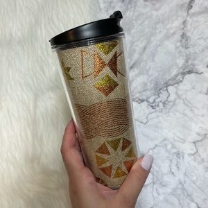 Starbucks 2013 Burlap Gold Travel Mug Coffee 16oz